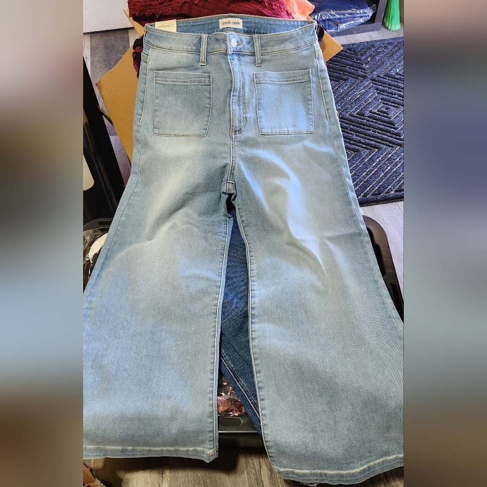 Sneak Peek Wide Leg Denim Jeans NEW
